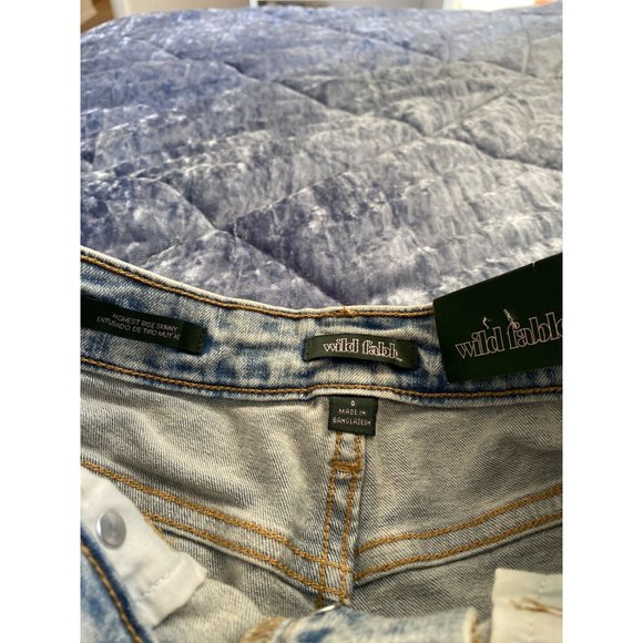 Women's Super-High Rise Distressed Skinny Jeans - Wild Fable Light Wash 0 - Picture 6 of 8